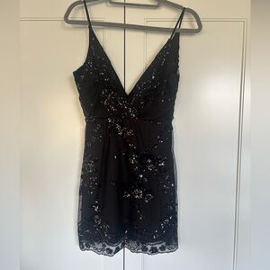 Superdown Black Mini Dress with sequins and lace